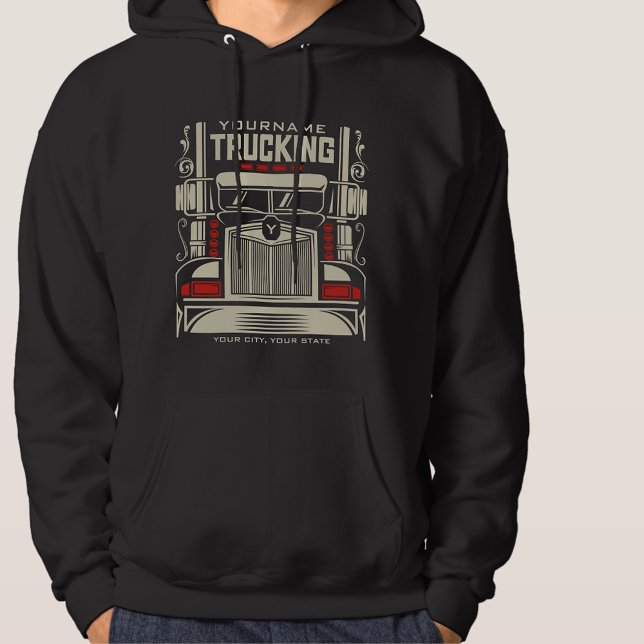 Personalised Trucking 18 Wheeler BIG RIG Trucker Hoodie (Creator Uploaded)