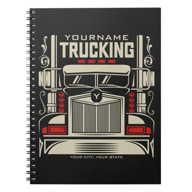 Personalised Trucking 18 Wheeler BIG RIG Trucker Notebook (Front)
