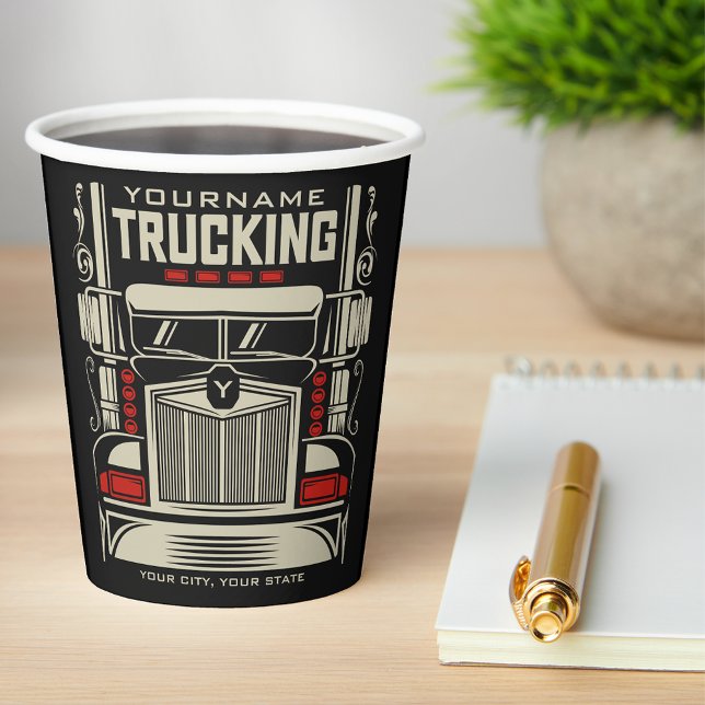 Personalised Trucking 18 Wheeler BIG RIG Trucker Paper Cups (Creator Uploaded)