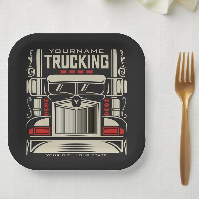 Personalised Trucking 18 Wheeler BIG RIG Trucker  Paper Plate (Creator Uploaded)