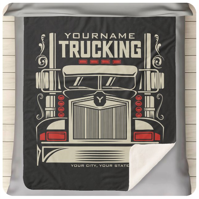 Personalised Trucking 18 Wheeler BIG RIG Trucker  Sherpa Blanket (Creator Uploaded)
