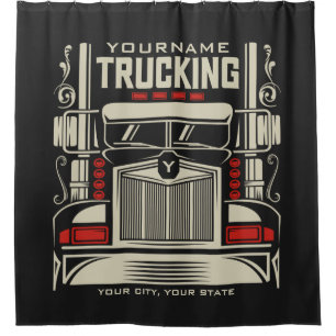 Personalised Trucking 18 Wheeler BIG RIG Trucker  Shower Curtain