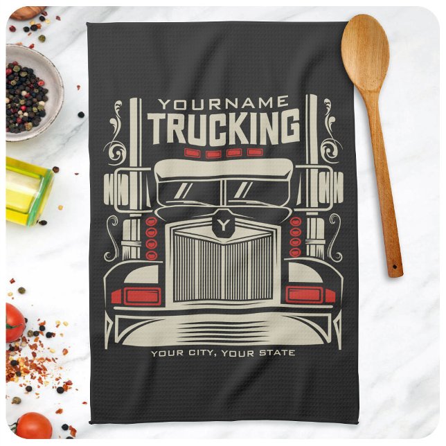 Personalised Trucking 18 Wheeler BIG RIG Trucker Tea Towel (Creator Uploaded)