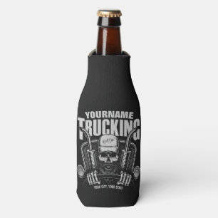 Personalised Trucking Skull Trucker Big Rig Truck Bottle Cooler