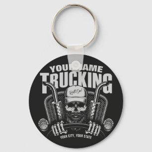 Personalised Trucking Skull Trucker Big Rig Truck Key Ring