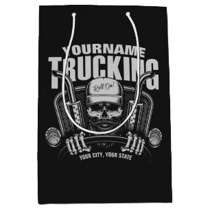 Personalised Trucking Skull Trucker Big Rig Truck Medium Gift Bag
