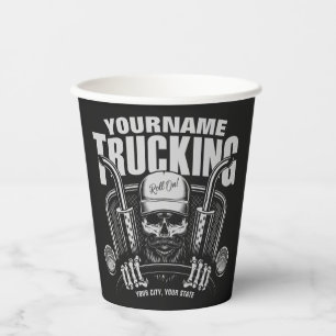 Personalised Trucking Skull Trucker Big Rig Truck Paper Cups