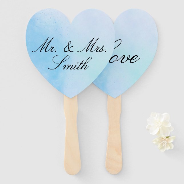 Personalised "True Love Blue"  Hand Fan (Front and Back)