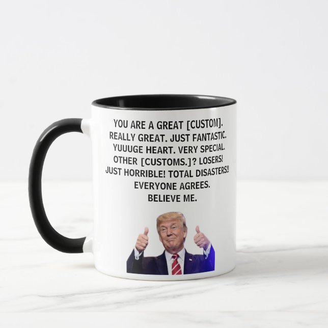 Personalised Trump Mug For Mum Dad Uncle Sister,  (Left)