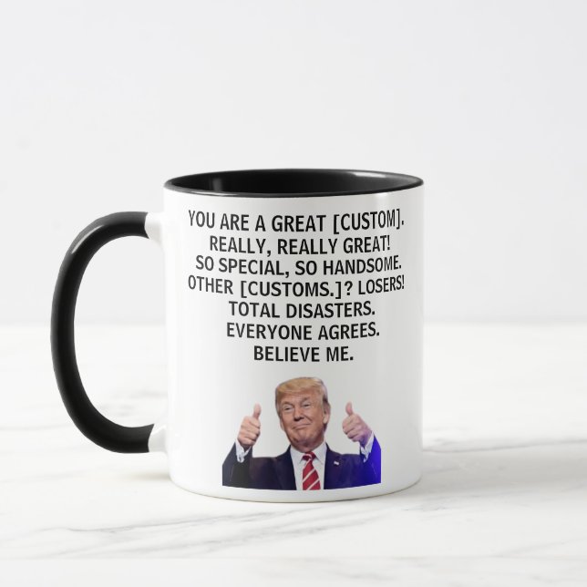 Personalised Trump Mug For Mum Dad Uncle Sister,  (Left)