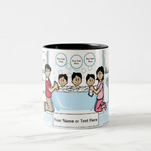 Personalised Tub Time - 3 Boys Cartoon Two-Tone Coffee Mug