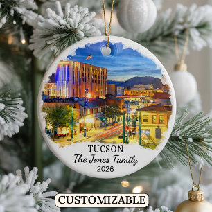 Personalised Tucson Ornament, Custom Arizona State Ceramic Ornament