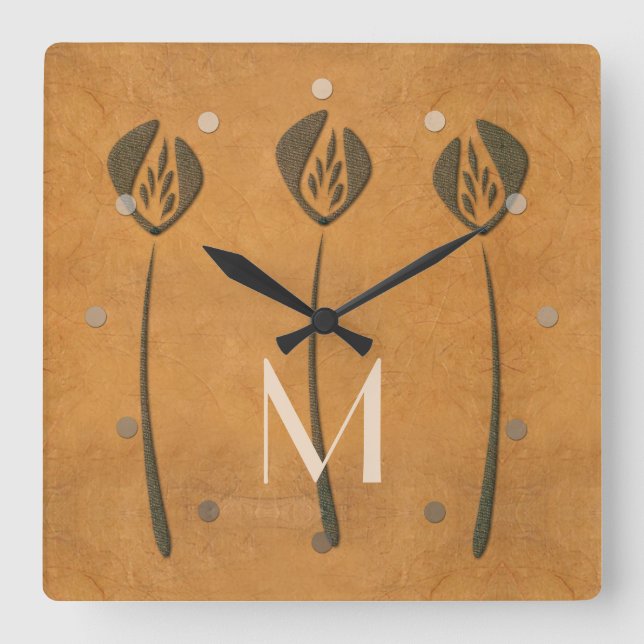 Personalised Tulips Square Wall Clock (Front)
