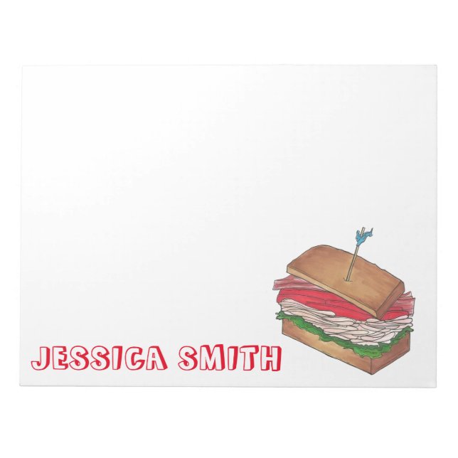 Personalised Turkey Club Sandwich Diner Food Gift Notepad (Front)