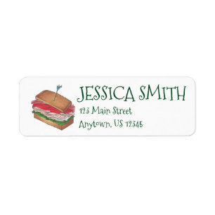 Personalised Turkey Club Sandwich Diner Foodie Return Address Label