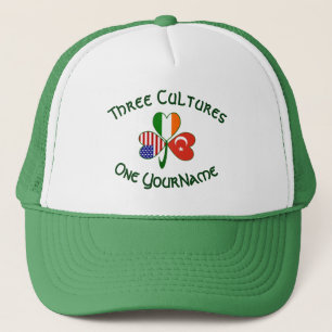 Personalised Turkey Ireland USA Flag Shamrock Trucker Hat