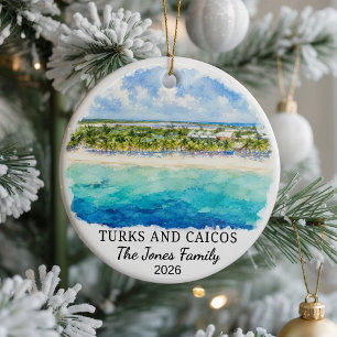 Personalised Turks and Caicos Ceramic Ornament, Cu Ornament