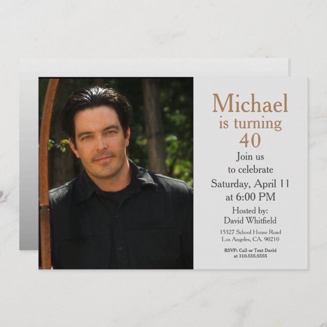 Personalised Turning 40 Custom Photo Birthday Invitation (Front/Back)