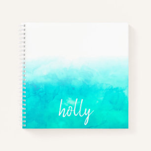 Personalised Turqoise Ombre Marbled Notebook