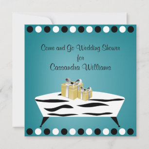 Personalised Turquoise and Zebra Bridal Shower Invitation