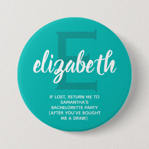 Personalised Turquoise Bachelorette Party 7.5 Cm Round Badge