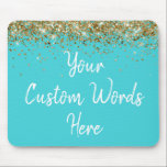 Personalised Turquoise Blue & Gold Assistant Gift Mouse Pad<br><div class="desc">personalised birthday gift gaming gamer, custom anniversary present for her, elegant glitter new job coworker, grad graduation sparkle chic sparkly, twinkle sweet 16 quinceanera 15th, turquoise blue and gold mousepad mouse pad, boss secretary assistant nurse teacher, Christmas wife mum girlfriend mum, work desk accessories supplies rectangle, computer home office decor...</div>