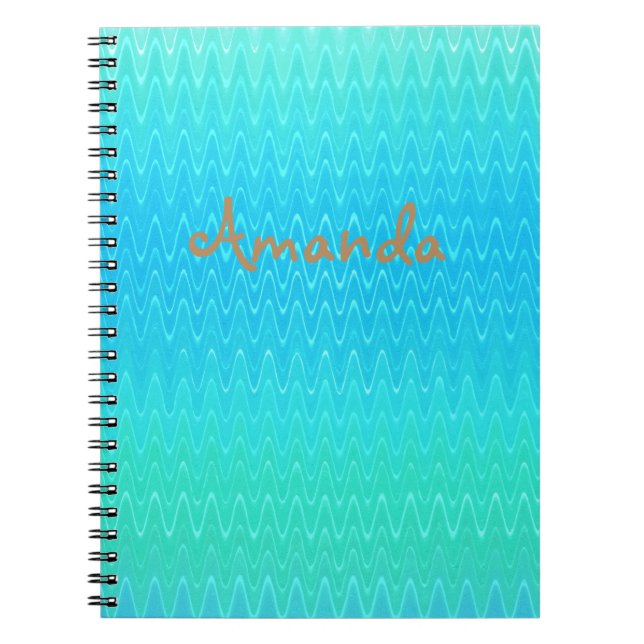 Personalised Turquoise Blue Green Abstract Pattern Notebook (Front)