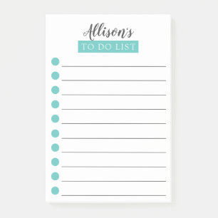 Personalised Turquoise Blue To Do List Post-it Not Notes
