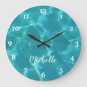Personalised Turquoise Blue Water Wall Clock