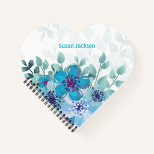 Personalised Turquoise Floral Notebook
