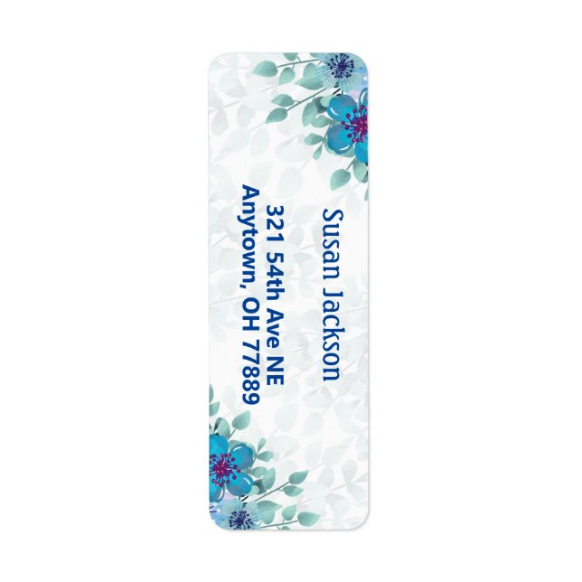 Personalised Turquoise Floral Return Address Label (Front)