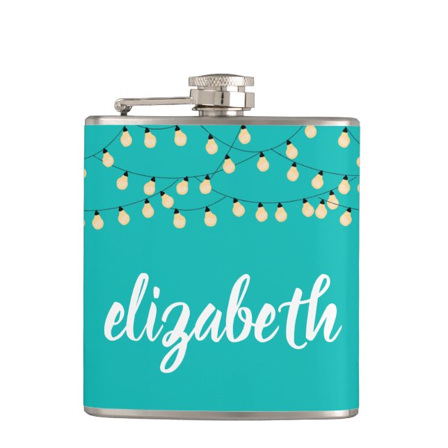 Personalised Turquoise Hip Flask (Front)