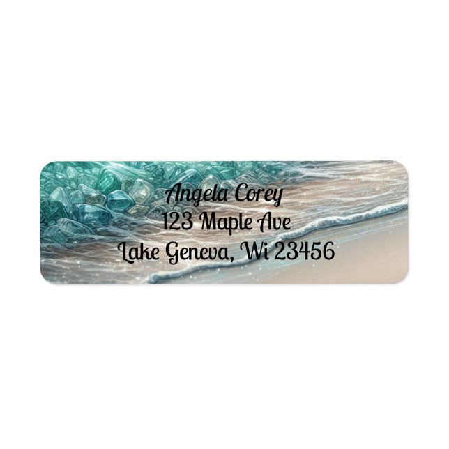 Personalised Turquoise Ocean Waves Return Address Label (Front)