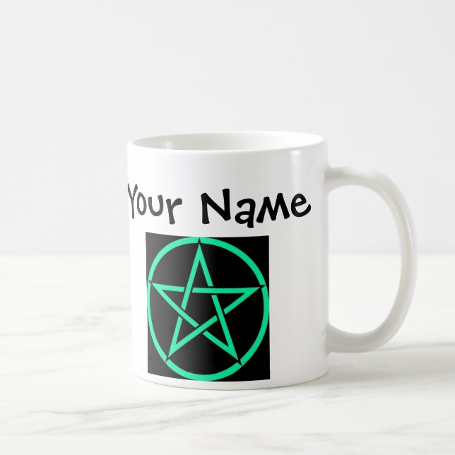Personalised Turquoise Pentacle Wiccan Mug (Right)