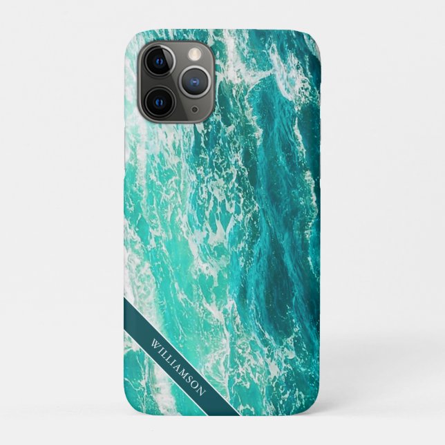 Personalised Turquoise Sea and Waves Case-Mate iPhone Case (Back)
