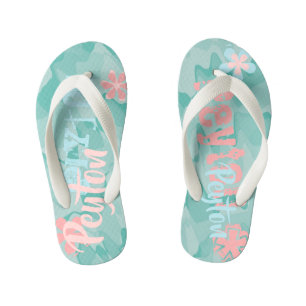 Personalised Turquoise Shock Wave Camouflage Kid's Thongs