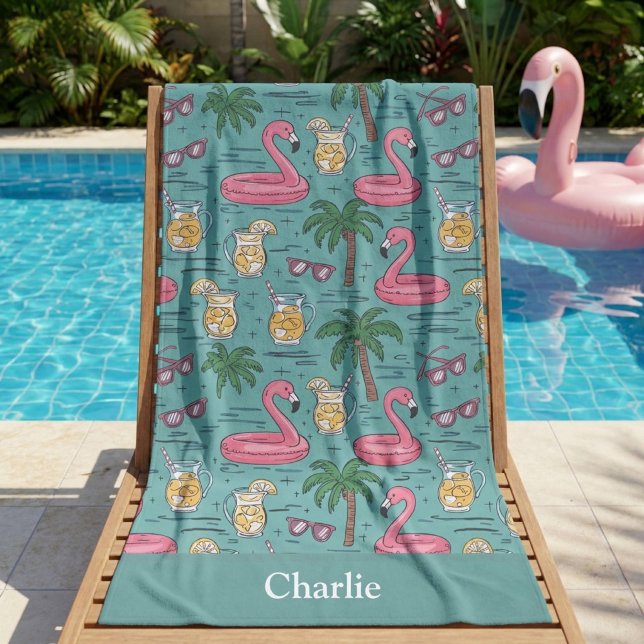 Personalised Turquoise Summer Vibes Bath Towel (Creator Uploaded)