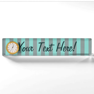 Personalised Turquoise Vertical Stripes Customise Nameplate