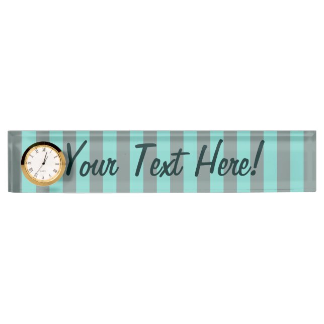 Personalised Turquoise Vertical Stripes Customise Nameplate (Front)