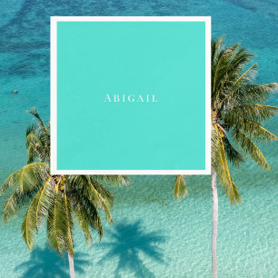 Personalised Turquoise White Text Shower  Napkin