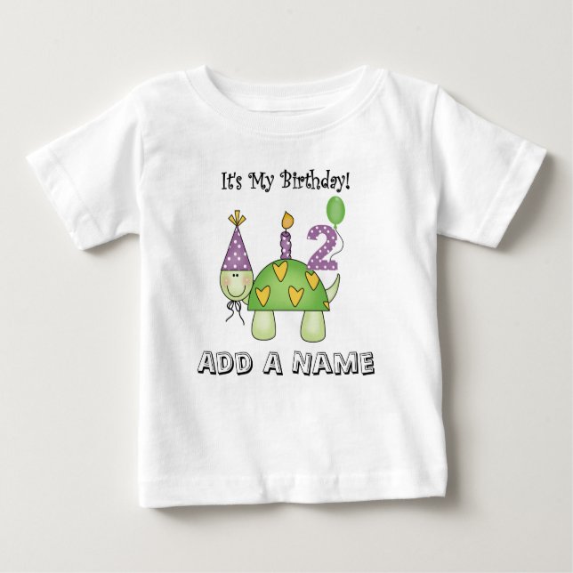 Personalised Turtle 2nd Birthday Tshirt (Front)