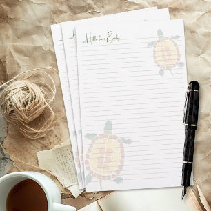 Personalised Turtle Art Lined Writing Paper