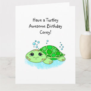 Personalised Turtle Happy Birthday Colouring Pag Card