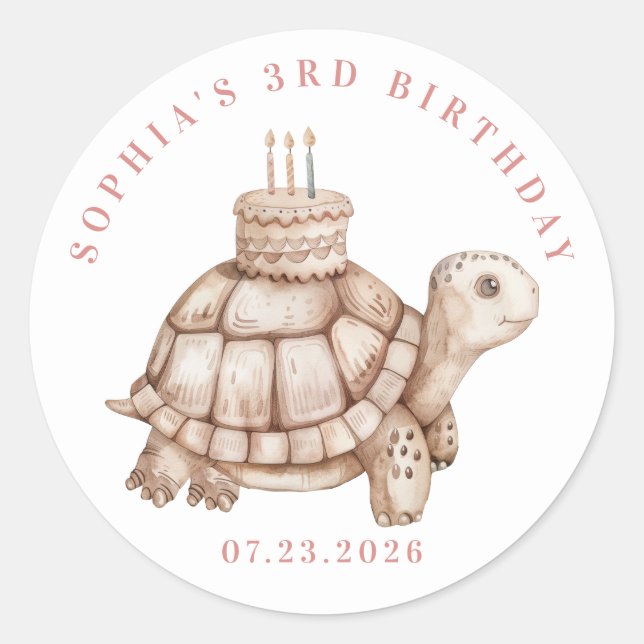 Personalised Turtle Round Stickers (Front)