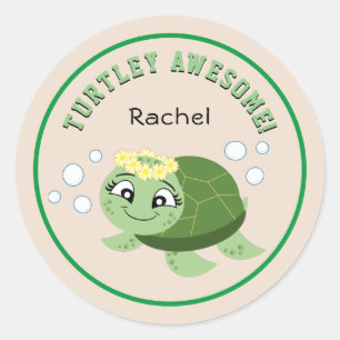 Personalised Turtley Awesome Classic Round Sticker