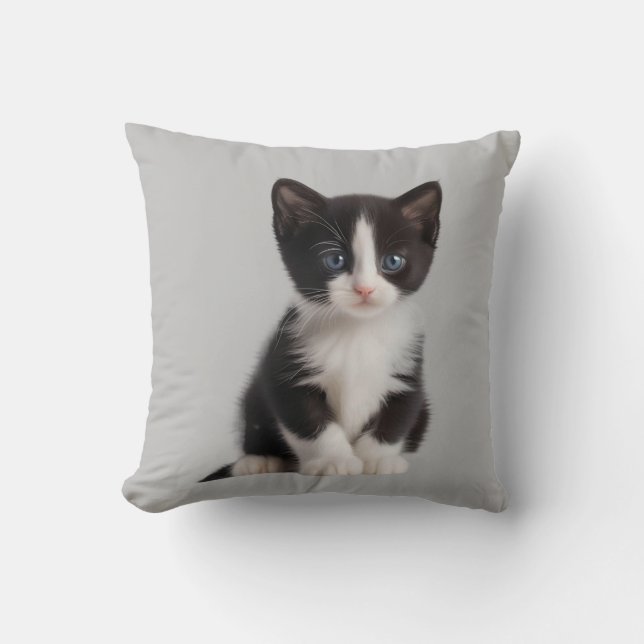 Personalised Tuxedo Kitten Cushion (Front)