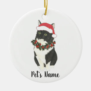 Personalised Tuxedo Ragamuffin Cat Ceramic Ornament