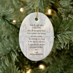 Personalised Twas the Night Before Christmas Ceramic Ornament
