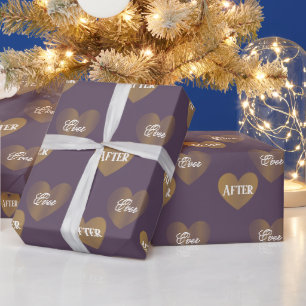 Personalised Twice Golden Hearts, Mauve Purple Wrapping Paper