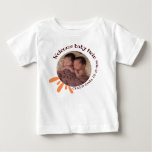 Personalised Twin Baby T-Shirt Custom Newborn